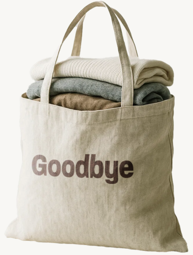 Byewaste Goodbye tote bag with folded textiles